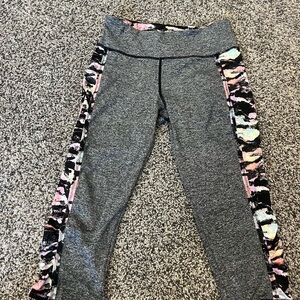 Gray capris with Colorful Side Stripes
